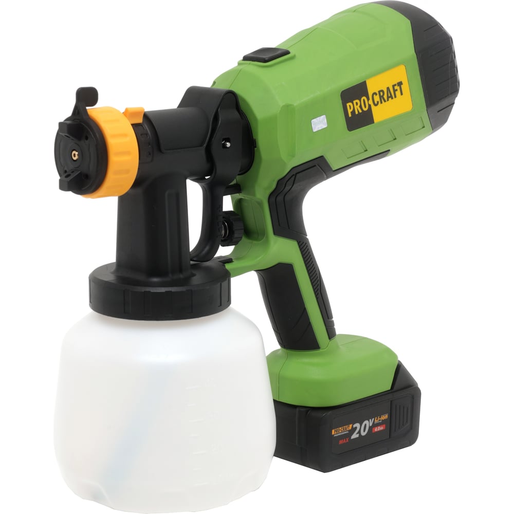 Изображение товара Краскопульт аккумуляторный PROCRAFT 20В 750 мл/мин для водных красок