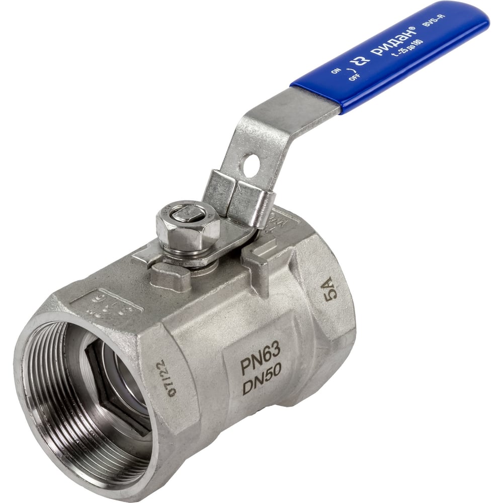 Изображение товара Шаровый кран резьбовой Ридан DN20 PN63, с рукояткой, корпус - корр.ст. сталь, шар - корректор Сталь 082X4613R