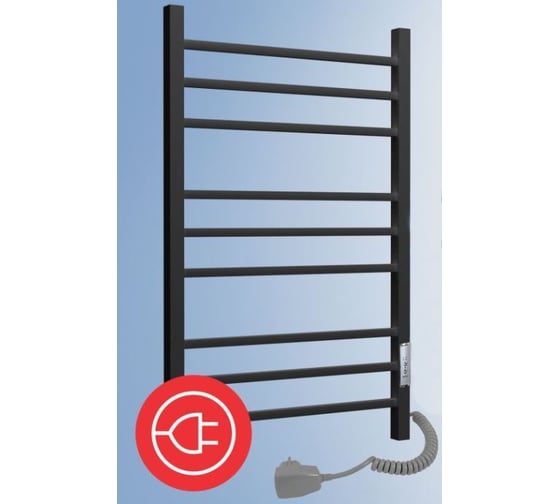 Изображение товара Полотенцесушитель стальной ТЕРМОДИЗАЙН O Steel, лесенка, W=500, H=1000, 15 перекладин, 1/2в.р. черн.бархат TDOSt004BV