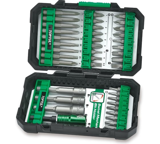 Изображение товара Набор бит и головок для шуруповерта TOPTUL 1/4, 40 предметов, GAEW4001