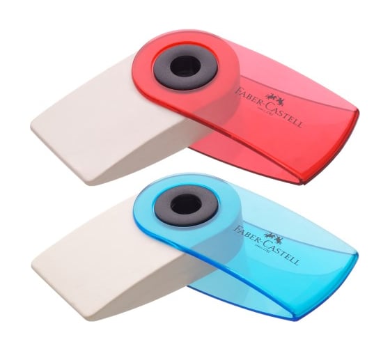 Изображение товара Прямоугольный ластик Faber-Castell Sleeve Mini пластиковый футляр тонированный прозрачный 182412