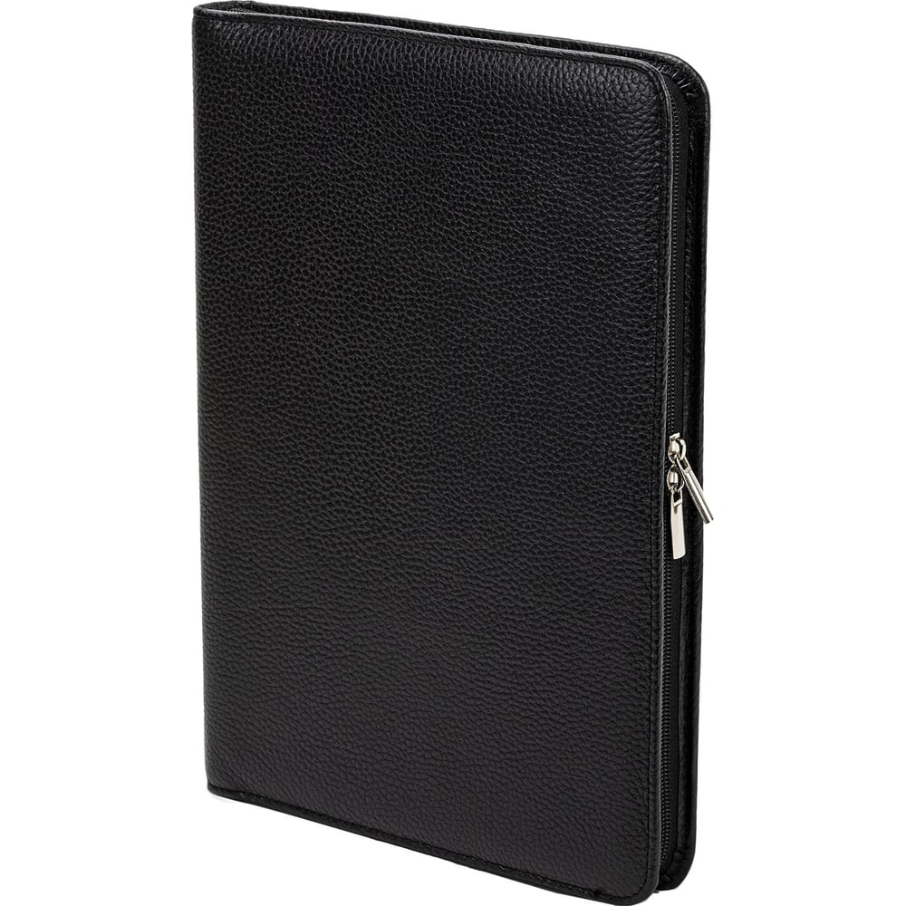 Изображение товара Папка из натуральной кожи на молнии с блокнотом черная 340x250x30 мм