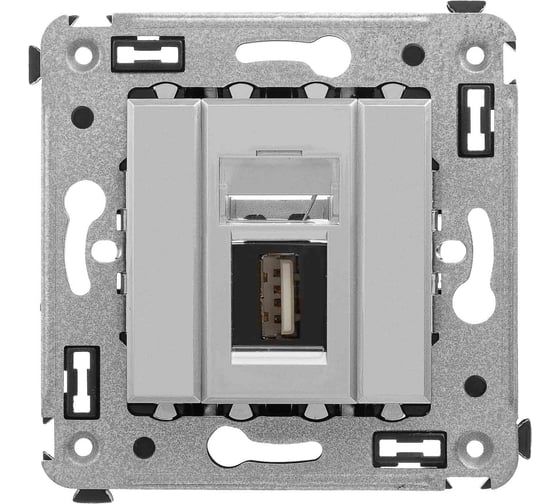 Изображение товара Розетка DKC USB 2.0 одинарная в стену, тип А А, Avanti, Закаленная сталь 1 ШТ 4404403