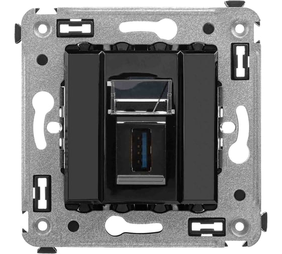 Изображение товара Розетка DKC USB 3.0 одинарная в стену, тип А А, Avanti, Черный квадрат 1 ШТ 4402303