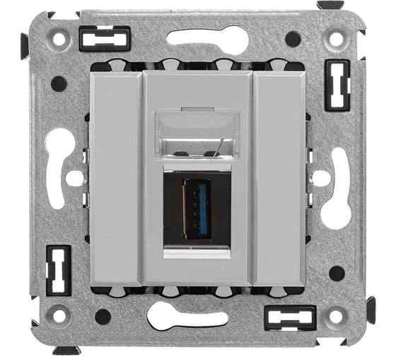 Изображение товара Розетка DKC USB 3.0 одинарная в стену, тип А А, Avanti, Закаленная сталь 1 ШТ 4404303