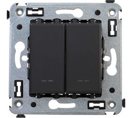 Изображение товара Переключатель DKC двухклавишный в стену, Avanti, Черный матовый 1 ШТ 4412114