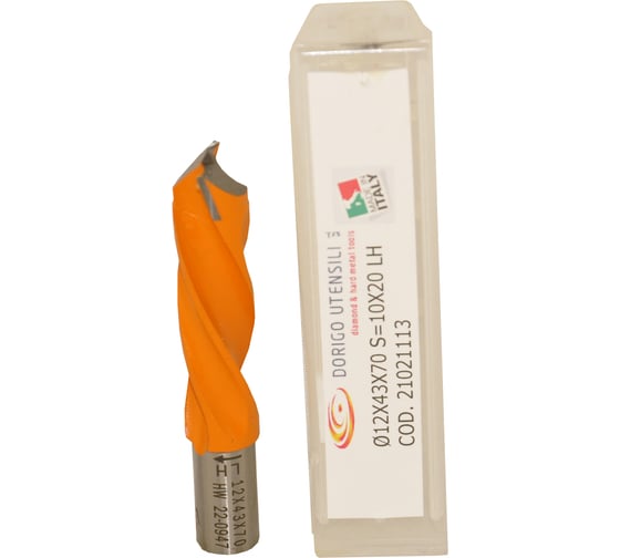 Изображение товара Сверло для глухих отверстий Dorigo HW Ø12x43x70 A.10x20 Z.2 LH 21021903
