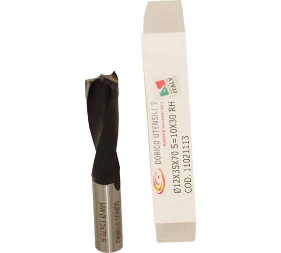 Изображение товара Сверло для глухих отверстий Dorigo HW Ø12x35x70 S=Ø10x30 Z=2 RH 11021113
