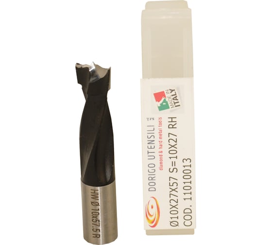 Изображение товара Сверло для глухих отверстий Dorigo HW Ø10x27x57.5 S=Ø10x27 Z=2 RH 11010013