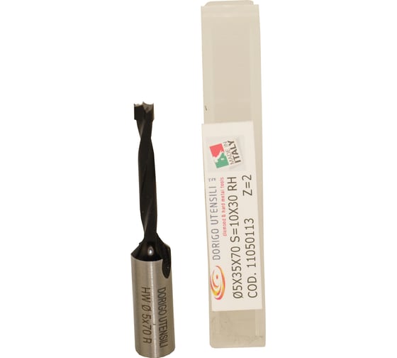 Изображение товара Сверло для глухих отверстий Dorigo HW Ø5x35x70 S=Ø10x30 Z=2 RH 11050113