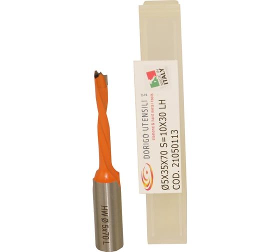Изображение товара Сверло для глухих отверстий Dorigo HW Ø5x35x70 S=Ø10x30 Z=2 LH 21050113