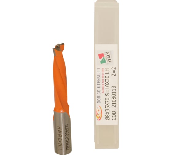 Изображение товара Сверло для глухих отверстий Dorigo HW Ø8x35x70 S=Ø10x30 Z=2 LH 21080113
