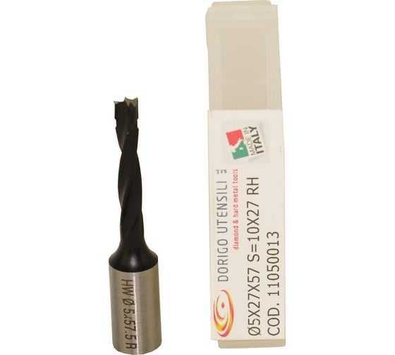 Изображение товара Сверло для глухих отверстий Dorigo HW Ø5x27x57.5 S=Ø10x27 Z=2 RH 11050013