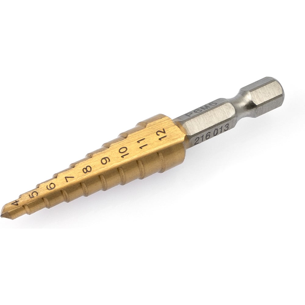 Изображение товара Сверло ступенчатое по металлу с шестигранным хвостовиком 4-12 мм Дело Техники 216013