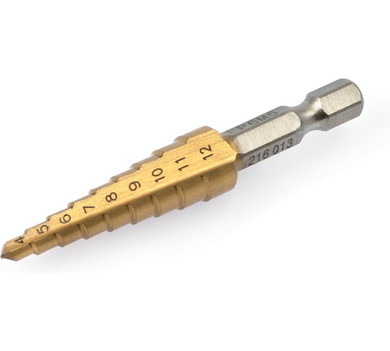 Изображение товара Сверло ступенчатое по металлу с шестигранным хвостовиком Дело Техники Ø4-12мм 216013