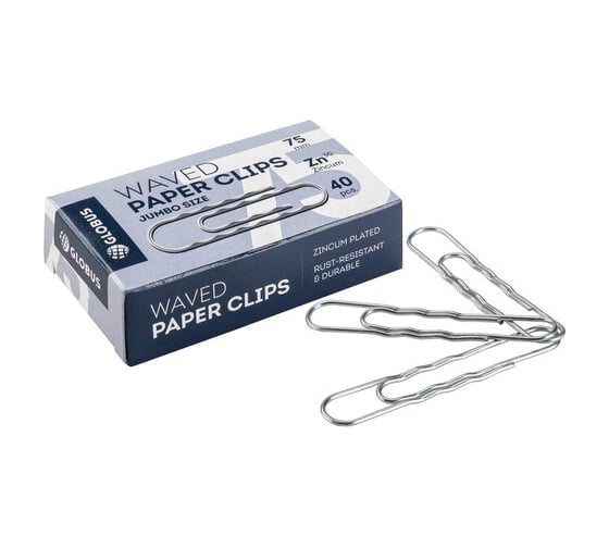 Изображение товара Скрепки большие ОФИСМАГ 75 мм, оцинкованные, гофрированные, 40 шт., в картонной коробке, GLOBUS, Г75-40Ц 226826