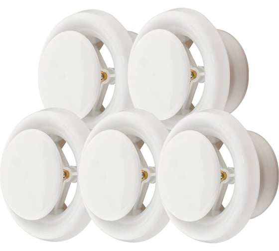 Изображение товара Диффузор ARIUS приточно-вытяжной шумоподавляющий пластиковый белый DVA-A-100, комплект из 5-ти шт 135979