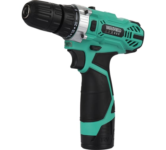 Изображение товара Дрель аккумуляторная TRUSTFIELD 12В, 20Нм, БЗП 10мм, 2 ск., 0-350/0-1350об/мин, 1 акб 1.5Ач,ЗУ ETCD-12.1.1