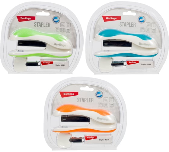 Изображение товара Набор BERLINGO Office Soft степлер №24/6,26/6 до 25 листов, ассорти, антистеплер, скобы №24/6 H3105