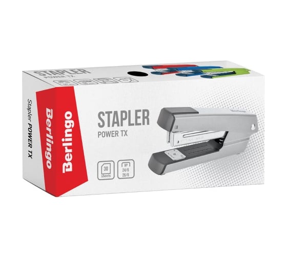 Изображение товара Степлер BERLINGO Power TX №24/6, 26/6 до 30 листов, металлический корпус, синий KSn_30124