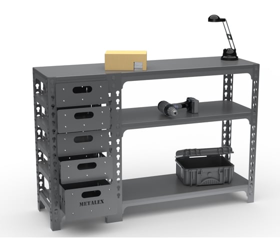 Изображение товара Стол-верстак Metalex c одной тумбой 950x1600x500 (серый) / ООО Металекс 111821