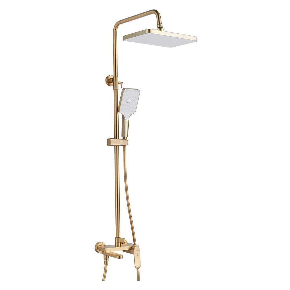 Изображение товара Душевая система SHEVANIK S4536G с верхним и ручным душем, матовая латунь, золотой сатин