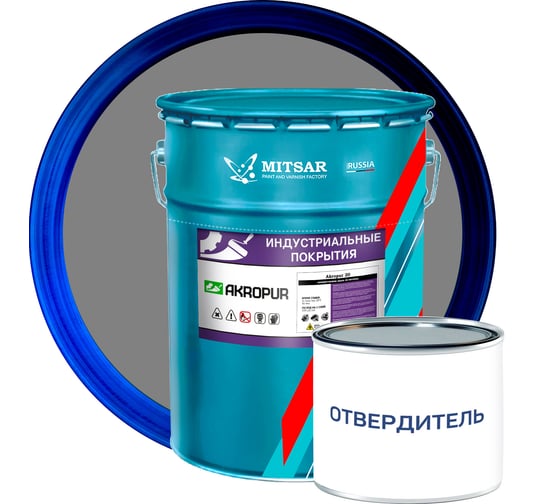 Изображение товара Эмаль по металлу Акропур п/м /23,5 кг+1,5 кг/ серый УТ000014555