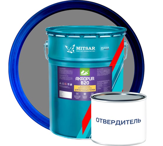 Изображение товара Полиуретановая краска для бетонных полов Акропур /23,5 кг+1,5 кг/ серый УТ000014544