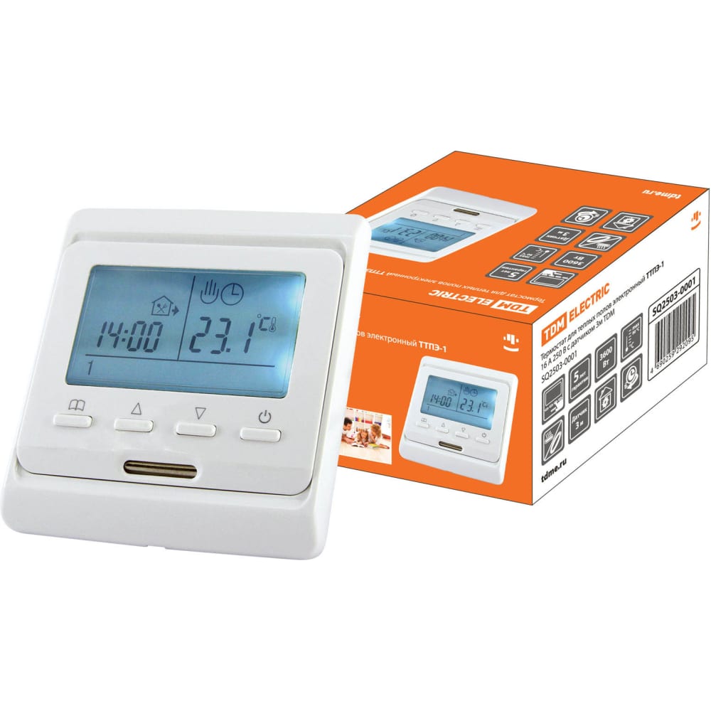 Электронный термостат для теплых полов TDM сенсорный термостат для теплых полов ekf