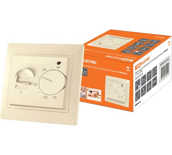 Изображение товара Терморегулятор TDM Термостат для теплого пола ТТП 16А 250В с датчиком 3м "Таймыр" сл. кость Electric SQ1814-0131