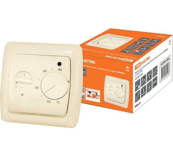Изображение товара Терморегулятор TDM Термостат для теплого пола ТТП 16А 250В с датчиком 3м "Онега" сл. кость Electric SQ1805-0061