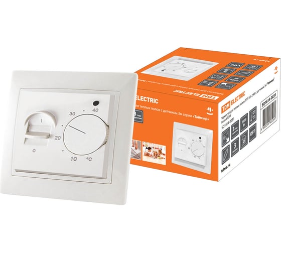 Изображение товара Терморегулятор TDM Термостат для теплого пола ТТП 16А 250В с датчиком 3м "Таймыр" белый Electric SQ1814-0031