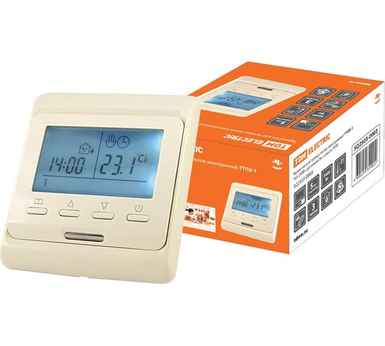 Изображение товара Терморегулятор TDM Термостат для теплого пола электронный ТТПЭ-1 16А 250В с датчиком 3м сл. кость Electric SQ2503-0003