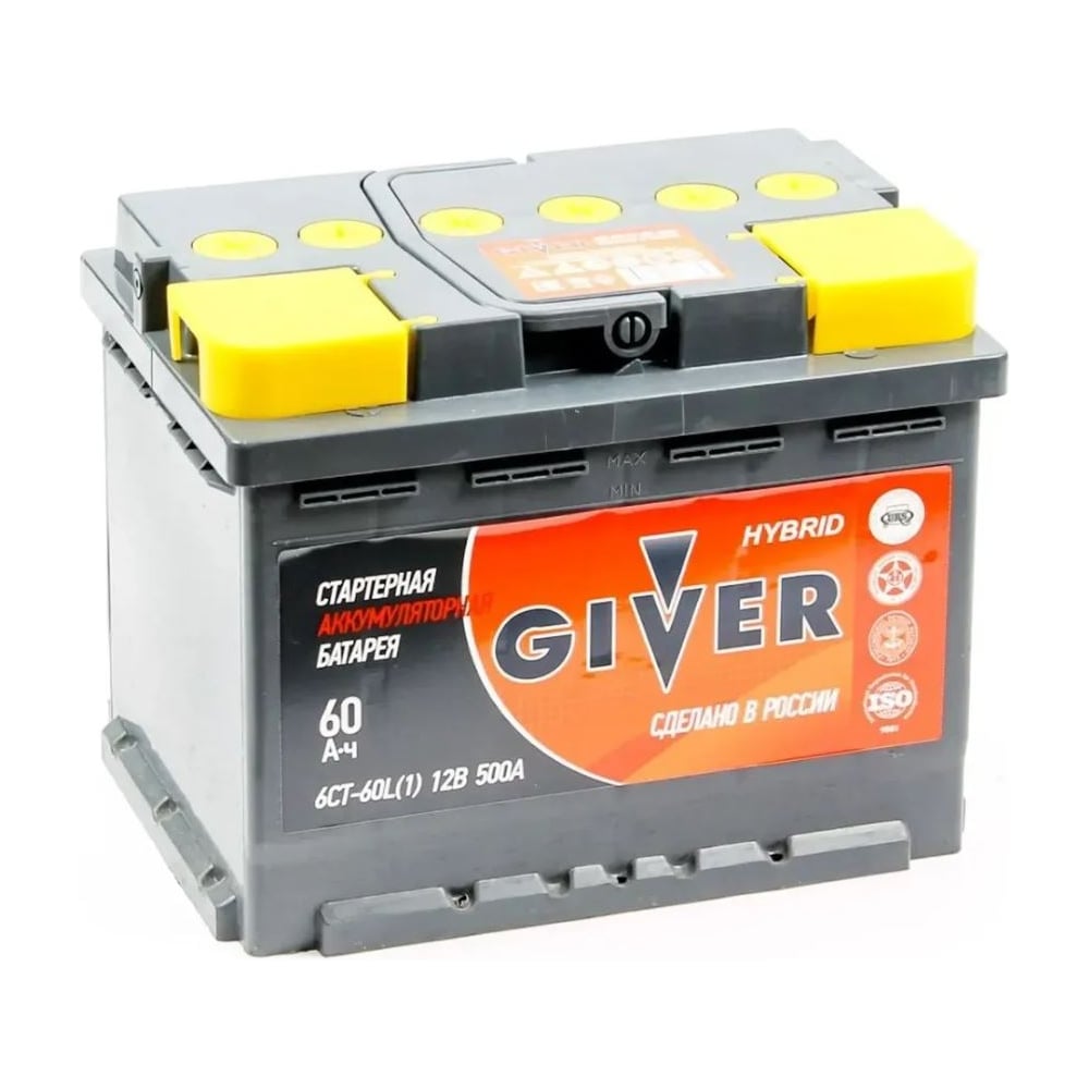 Изображение товара Автомобильный аккумулятор Giver HYBRID 6СТ-60.1 60N(L2) 12V 60Ач классический гибридный тип
