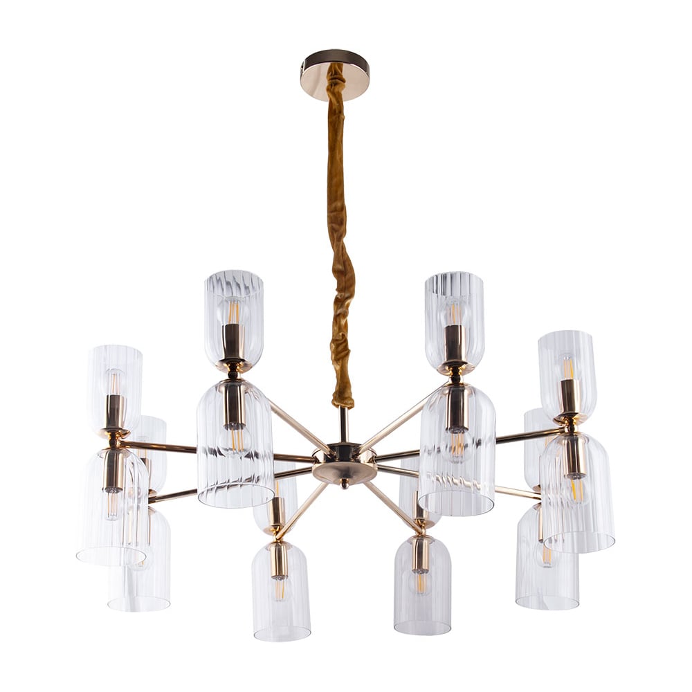 Изображение товара Подвесная люстра ARTE LAMP CHARM A1623LM-16GO с прозрачными плафонами и золотым цветом