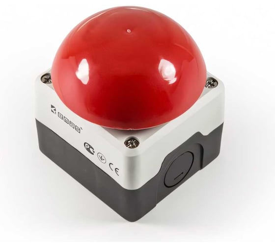 Изображение товара Пост Emas черно-серый с красной кнопкой Грибок 72мм 1НЗ 250 В , номинальный ток 4А. P1C400M72