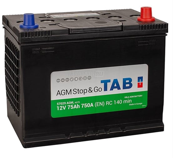 Изображение товара Аккумулятор TAB AGM Stop_Go 6СТ-75.0 (57029) яп.ст/бортик 213175