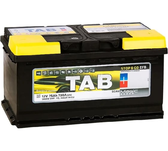 Изображение товара Аккумулятор TAB EFB Stop_Go 6СТ-75.0 низкий 212075