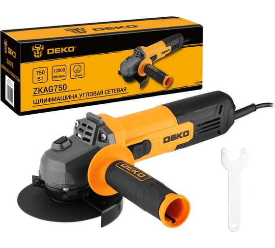 Изображение товара Углошлифовальная машина (УШМ) DEKO ZKAG750, 125мм, 750 Вт 081-1008