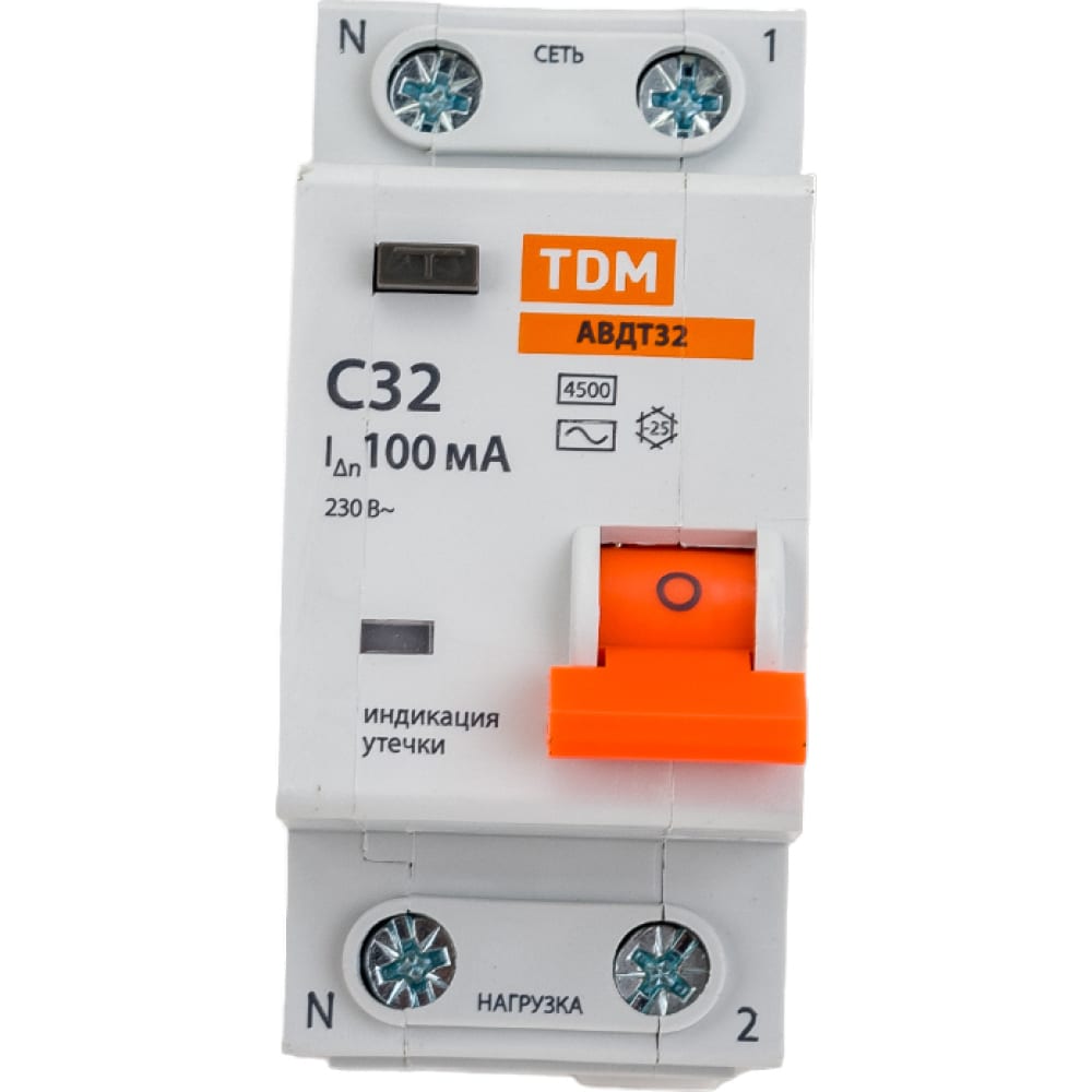 Автоматический выключатель дифференциального тока TDM выключатель автоматический iek авдт 32m c20 2 полюса 20 а
