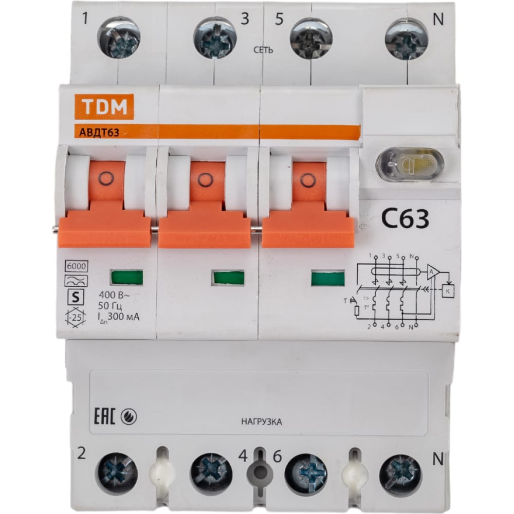 фото Автоматический выключатель дифференциального тока tdm