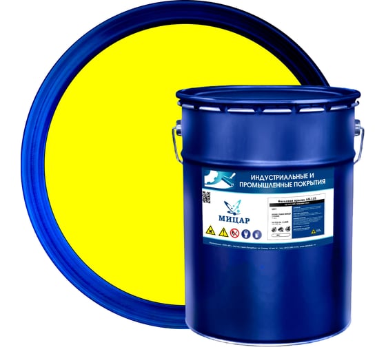 Изображение товара Краска фасадная морозостойкая Мицар АК-115 /30 кг/ желтый УТ000011527