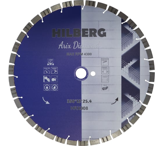 Изображение товара Диск алмазный отрезной Hilberg 350x25.4x12 Arix Diamond HRX908