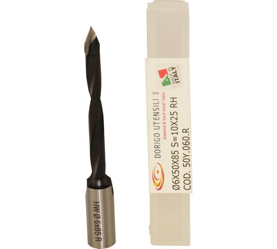 Изображение товара Сверло для сквозных отверстий Dorigo HW Ø6x50x85 S=Ø10 Z=2 RH 50Y.060.R