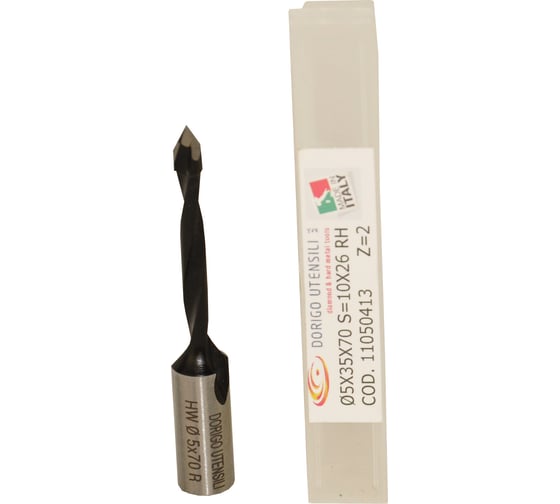 Изображение товара Сверло для сквозных отверстий Dorigo HW Ø5x35x70 S=Ø10x26 Z=2 RH 11050413