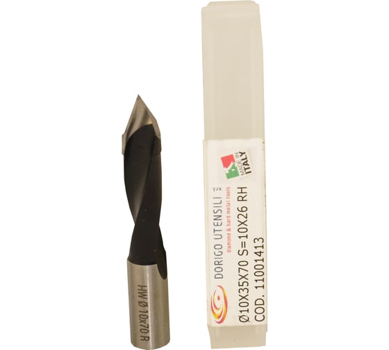 Изображение товара Сверло для сквозных отверстий Dorigo HW Ø10x35x70 S=Ø10x26 Z=2 RH 11001413