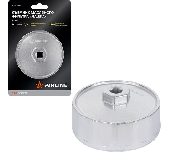 Изображение товара Съемник масляного фильтра Airline PRO "Чашка" 84мм, 14 граней ATFC020