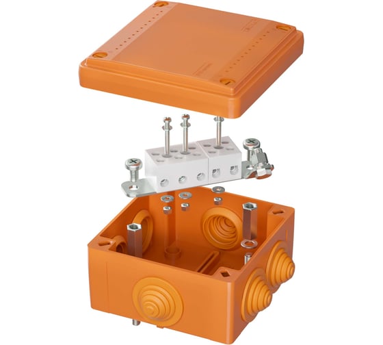 Изображение товара Коробка пластиковая DKC FS с кабельными вводами и клеммниками, IP55, 100x100x50 мм, 5р, 450V, 20A, 10 мм2 1 ШТ FSB11510