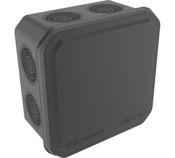 Изображение товара Коробка ответвительная DKC с 8 2 кабельными вводами д.25/20 мм, IP55, 100x100x50 мм,черный 1 ШТ 53800B