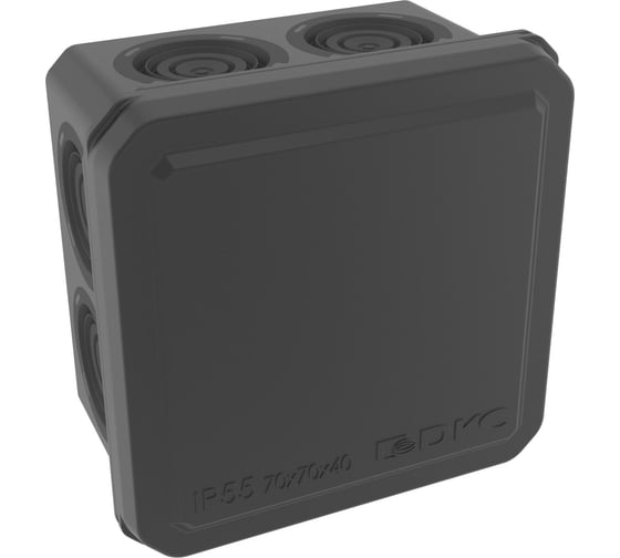 Изображение товара Коробка ответвительная DKC с 8 2 кабельными вводами д.20/20мм, IP55, 70x70x40мм, черный 1 ШТ 53770B